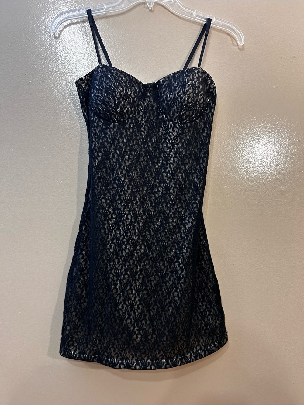Love Culture Black Lace Dress with Nude Lining